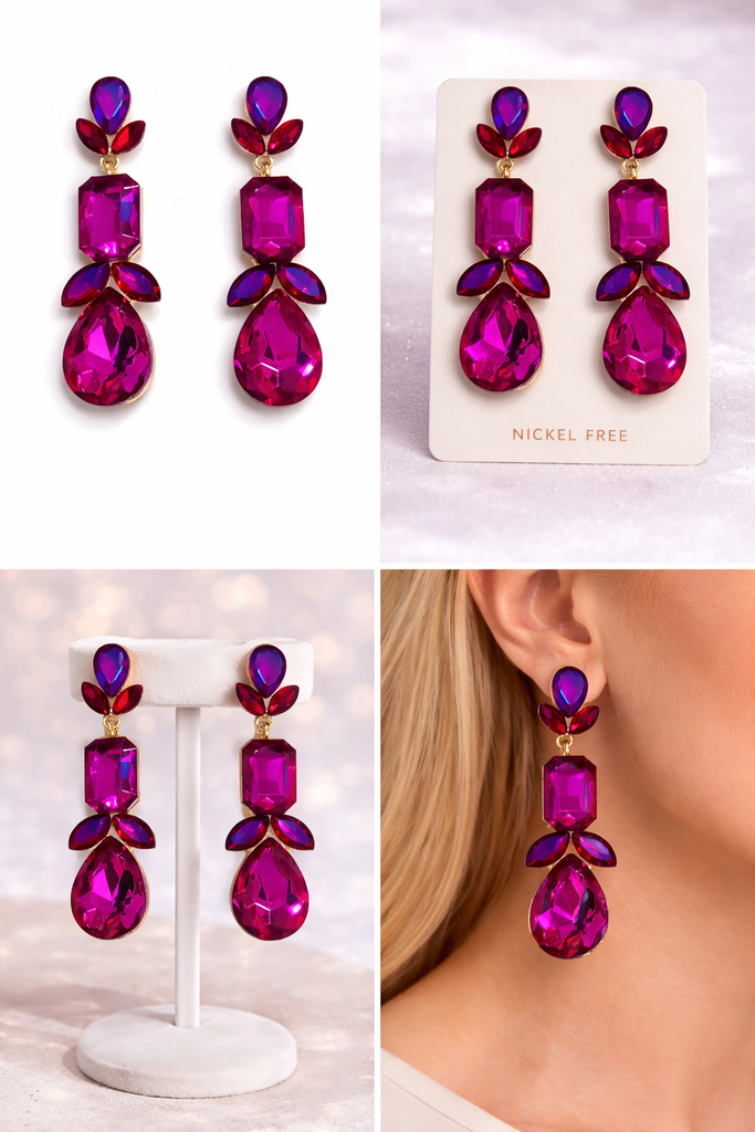 [LP2008] FUSHIA EARRING SET