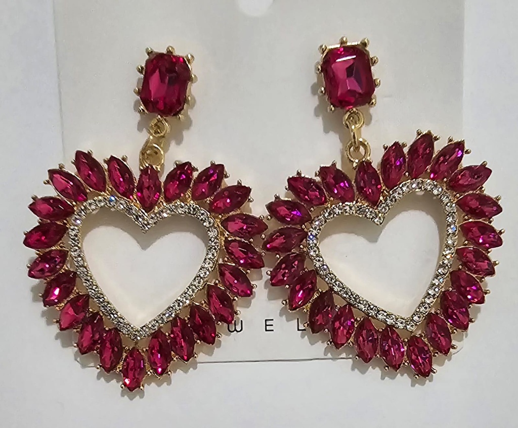 [LP2010] FUSHIA HEART EARRING SET